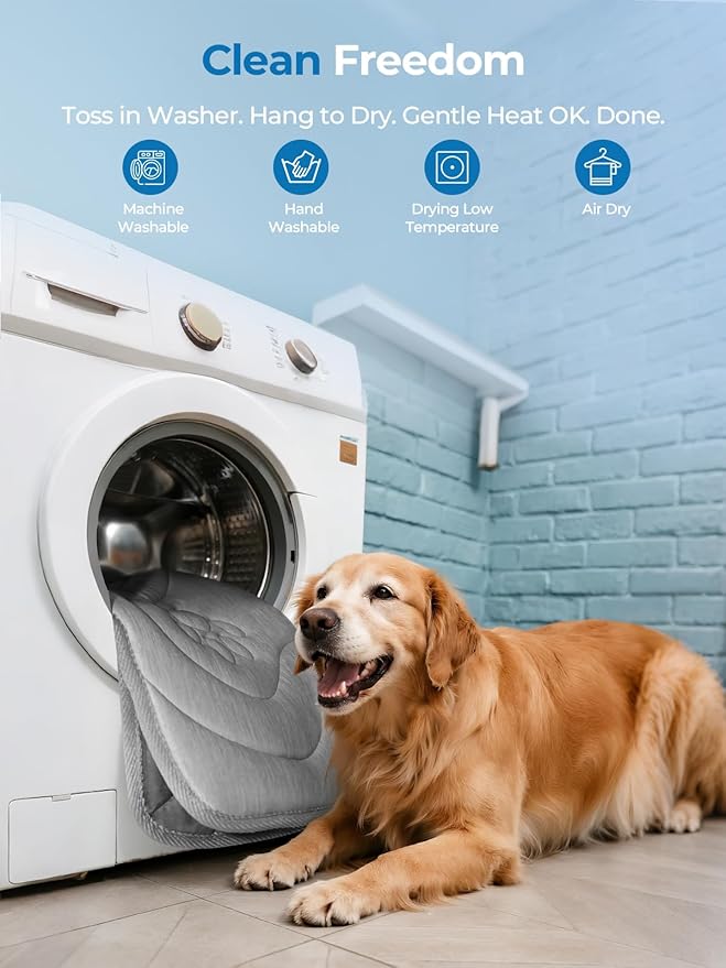 Dog Cooling Mat, Reversible Cool & Warm Pet Orthopedic Pad, Thick Mat for Summer & Winter, Machine Washable, Portable for Crate, Kennel, Bed, Floor, Sofa, Car (Cool Grey, X-Large)