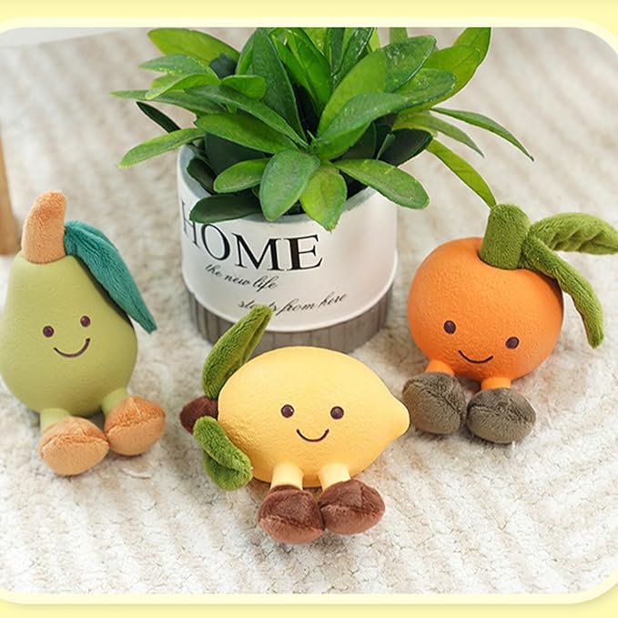 Playful Paws Fruit Dog Chew Toys Interactive Dog Toy with Squeak and Latex Plush Dog Toys for Puppies Small and Medium Dogs (3 Pcs)
