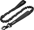 Tactical Dog Training Bungee Leash with 2 Control Handle Quick Release Nylon Leads Rope (Black)
