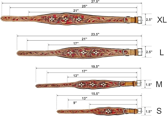 Majestic Ally Leather Dog Collar with Adjustable, Padded Fit for Walking, Hiking, and Running, Designer Western Wear for Puppies, Fancy Colors (Hunter Green - Natural, Medium)