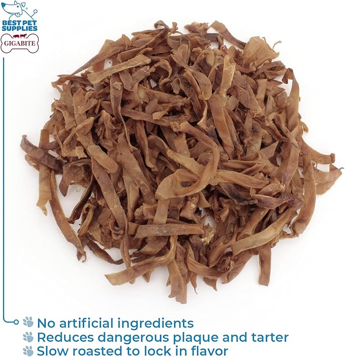 Best Pet Supplies GigaBite Roasted Pig Ears for Dogs - Natural Dog Chews, Roasted Pigs Ears, Safe for Puppies and Aggressive Chewers, Cleans Teeth and Gums - Premium Slivers, 1.8 Pounds