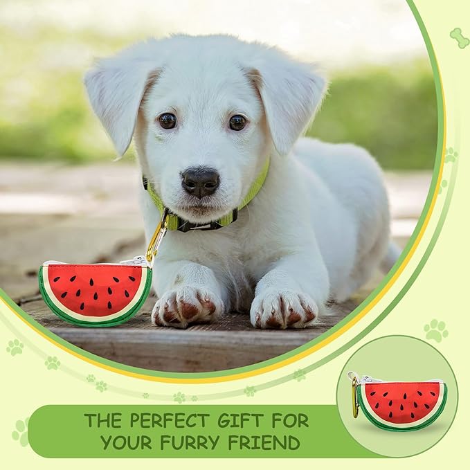 Watermelon Shaped Dog Poop Bag Holder Leash Attachment - Zipper Case Design, Potty Bag Dispenser Trash Bag Carrier Accessory for Dog Walking