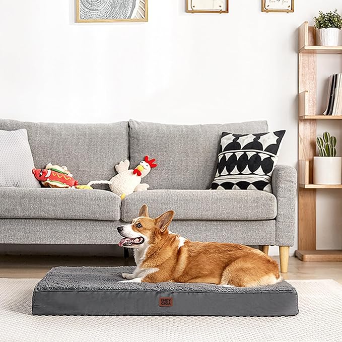 EHEYCIGA Orthopedic XXL Dog Beds for Jumbo Dogs with Removable Washable Cover, Grey, 50x36