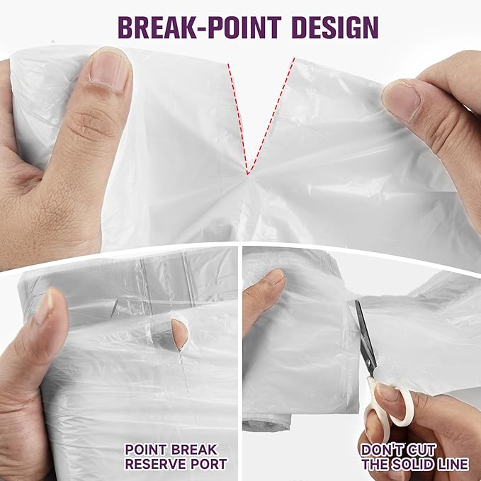 8-Gallon Garbage Bags Medium Drawstring-Trash-Bag - 80 Counts Strong Heavy Duty Unscented Contractor Recyclable Plastic Liner for Restroom Waste Basket Clear White, 4 Rolls heihaily