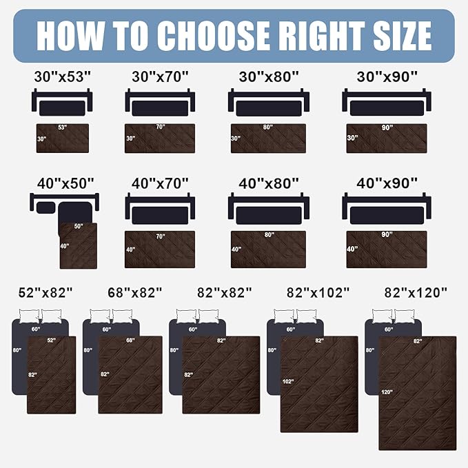 Smiry Waterproof Dog Bed Cover Pet Blanket, Soft Washable Dog Blanket for Furniture Bed Couch Sofa Reversible, Checkered (30"x70", Chocolate/Dark Grey)