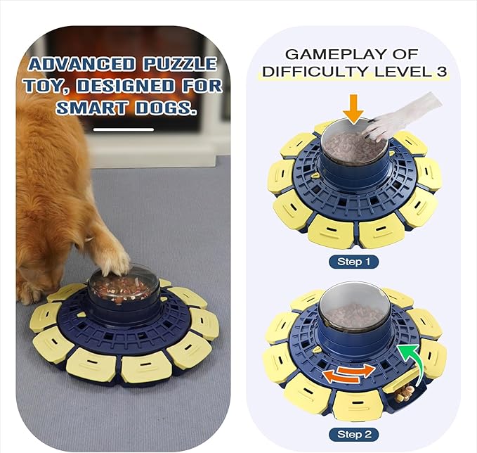 KADTC 3 Levels of Step-by-Step Challenge, U.S. Brand & Design,Extra-Large Size, Beginner To Expert Dog Puzzle Toy For Smart Dogs Treat Puzzles Food Slow Feeder Difficulty Mental Stimulation Brain Toys