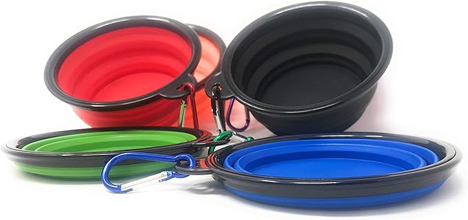 Bulk Pack 6 Collapsible Silicon Travel Dog Water or Food Bowl