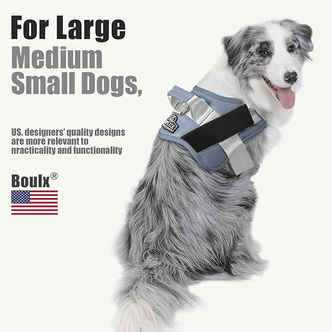 Bolux Dog Harness, No-Pull Reflective Dog Vest, Breathable Adjustable Pet Harness with Handle for Outdoor Walking - No More Pulling, Tugging or Choking
