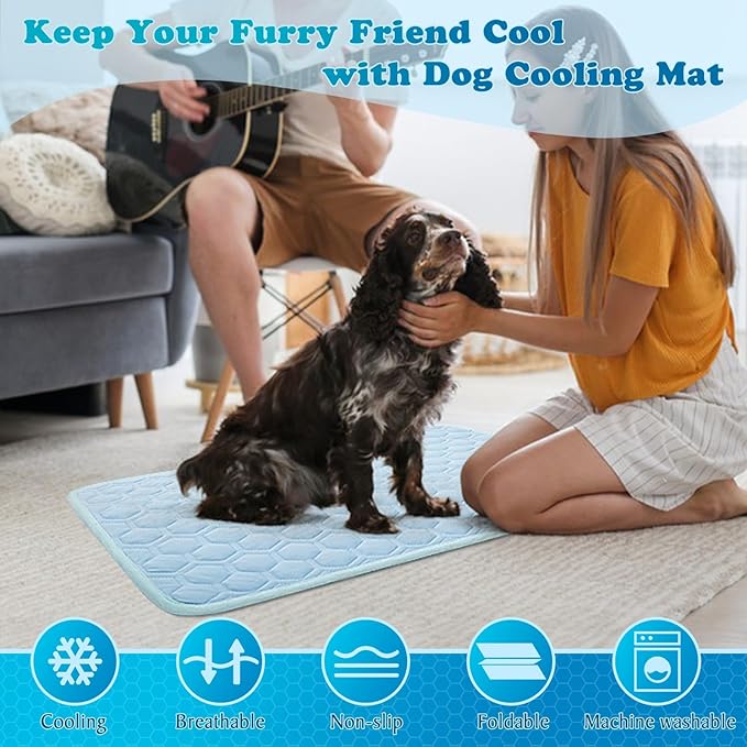 Dog Cooling Mat Thicken Breathable Arc-Chills Cooling Mat for Large Dogs | 5°F Drop Pet Cool Pad Non-Slip Washable Cat Cool Bed for Indoor | Outdoor