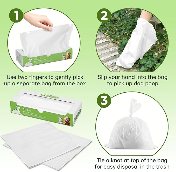 Odor Sealing Dog Poop Bags (220 Bags) Unscented & Durable Dog Waste Bags, Block Smells [Size:XS, Color:White]