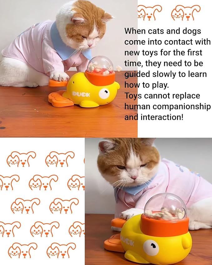Cat Puzzle Treat Dispenser, Puzzle Feeder Dog Treat Dispenser Toy, Duck Pet Feeder, Slow Feeder Dog Bowls, 3 Sizes of Lids, Duck Treat Dispenser, IQ Training and Exercise for Cats and Dogs