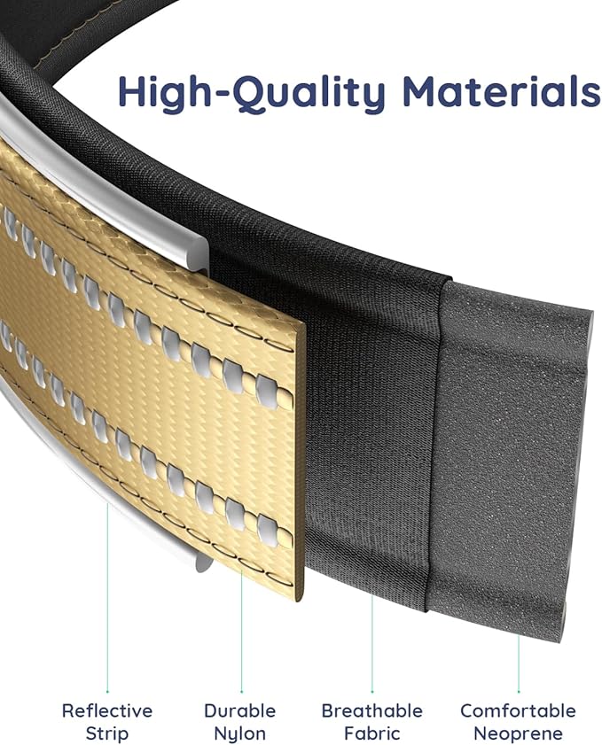 Upgrade Airtag Dog Collar,with IPX8 Waterproof AirTag Holder | Reflective Ultra-Durable | Soft Padded | Lock Buckle | Heavy Duty | Fit Small Medium Large Dogs（Champagne，L(17"～23")）