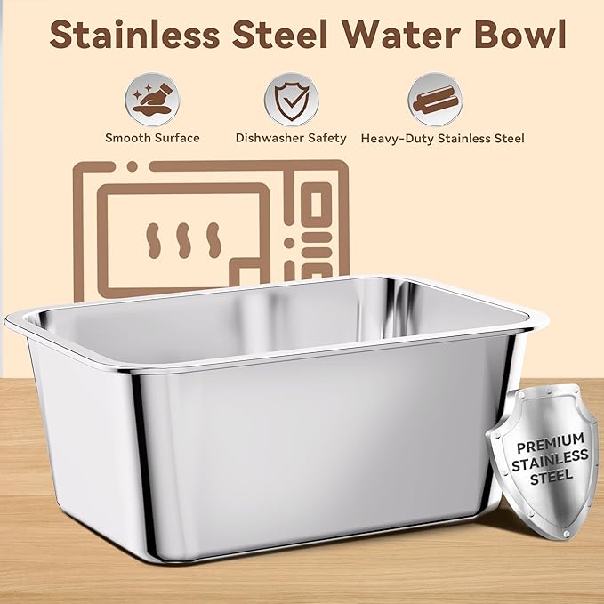 10L No Spill Dog Water Bowl, 2.6 Gal Stainless Steel No Splash Large Dog Water Bowl with Non-Slip Silicone Mat, Spill Proof Slow Drinking Pet Bowls for Messy Drinkers Indoor/Outdoor Use Blue