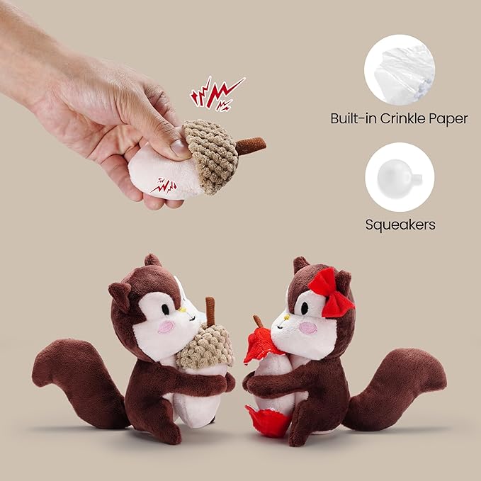 Nocciola Squirrel Dog Squeaky Toys-Hide and Seek Plush Dog Toys, Small Dog Toys for Boredom, Christmas Dog Toys for Small and Medium Size Dogs, Puppy Toys Pet Supplies