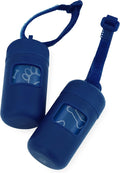 Best Pet Supplies Dog Poop Bag Holder Leash Attachment with 30 Bags, Reusable Dispenser for Travel, Walking, Park, and Outdoor Use, Durable with Clip-On - Royal Blue, Pack of 2