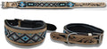 Majestic Ally Padded Leather Dog Collar, Multi-Color Beaded Diamond Design, Handcrafted (Small, Diamond Beadwork)