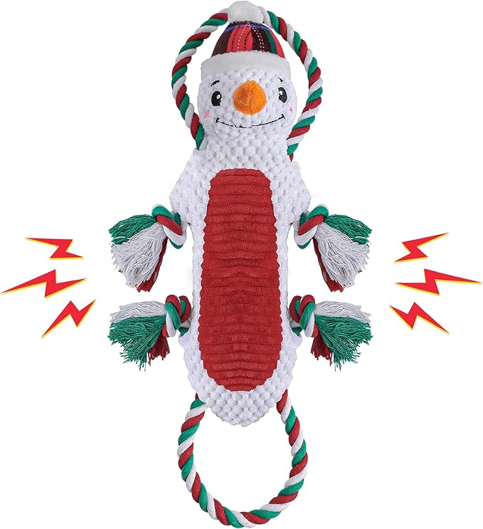 Newget Christmas Dog Toys, Plush Stuffed Animals Toys for Aggressive Chewers, Cute Squeak Toys for Large Medium Small Dogs, Interactive Dog Chew Toys, Durable Plush Dog Toys for Puppy Teething