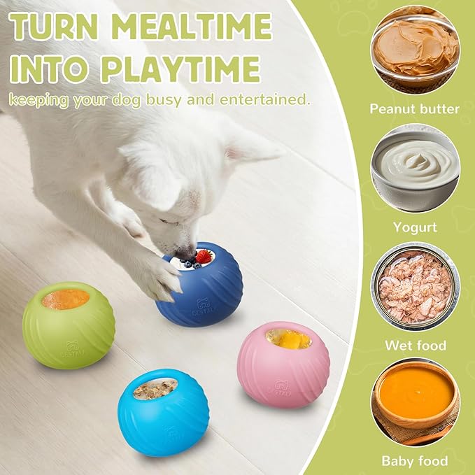 Long-Lasting Dog Lick Toy, Wobbly Dog Enrichment Lick Bowl to Keep Dogs Busy, Interactive Stuffable Dog Treat Feeder for Boredom, Silicone Treat Dispensing Chew Toy(Green,M)