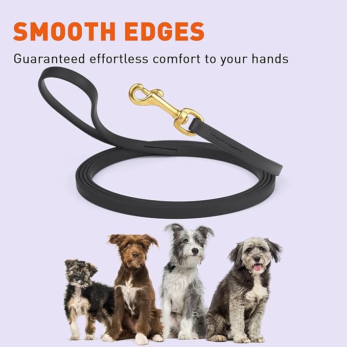 Viper Biothane K9 Working Dog Leash Waterproof Lead for Tracking Training Schutzhund Odor-Proof Long Line with Solid Brass Snap for Puppy Medium and Large Dogs, 10ft Black