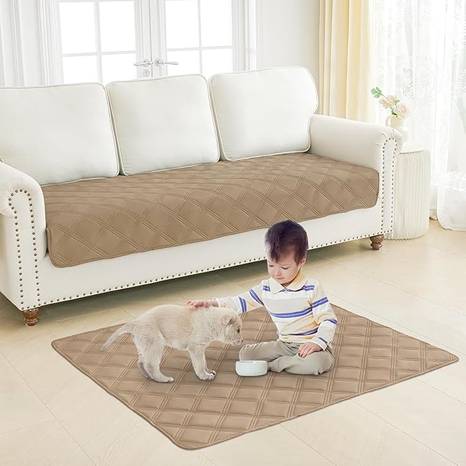 Smiry Waterproof Dog Bed Cover Blanket 68x82, Soft Reversible Pet Blanket, Washable Leakproof Cats Dogs Couch Cover for Sofa, Couch, Furniture, Camel/Camel