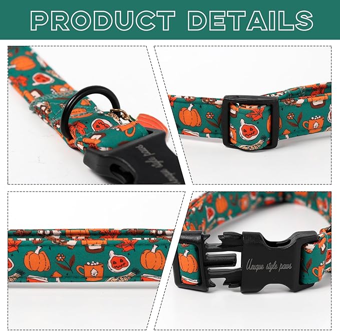 Unique style paws Dog Collar Plastic Buckle with Pendant Halloween Pumpkin Party Puppy Collars for Small Medium Large Boys Girls Dogs
