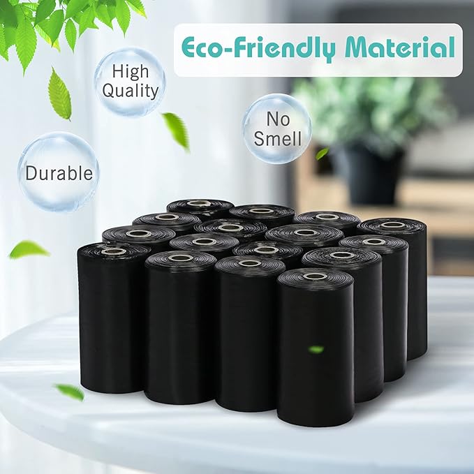PetsHome Dog Poop Bags, Dog Waste Bags [Extra Thick][Leak-Proof] Eco-Friendly 16 Rolls, 240 Bags Black