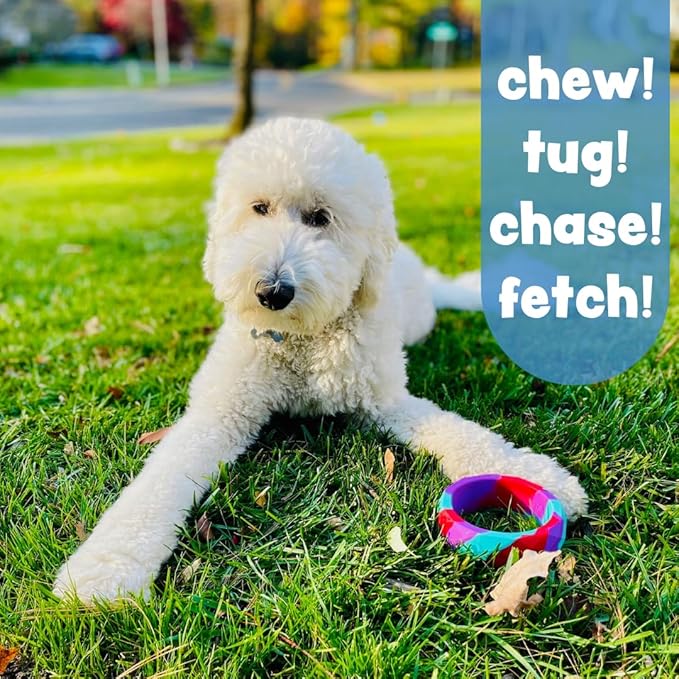 Chunky Teething Rings for Dogs, Bracelet Food Grade Silicone Puppy Chew Toys for Large Puppies, Durable Dog Ring Toy for Medium Large Dogs, Puppy Teething Chews - K-9 Green (2 Pieces)