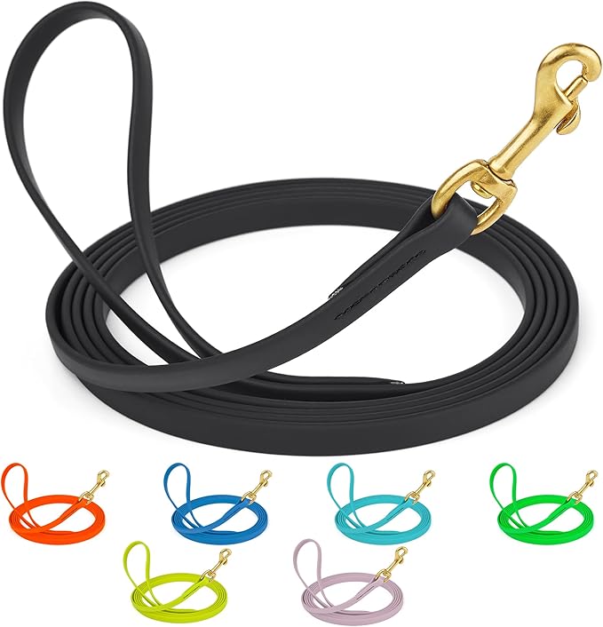Viper Biothane Working Tracking Lead Leash Long Line for Dogs 2 Colors and 6 Sizes, 1/2" x 33ft, Black