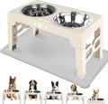 Elevated Dog Bowls, Dog Feeder with 1*Stainless Steel Dishes & 1*Slow Feeder Bowl, 5 Heights Adjustable Raised Stand for Medium Large, Food Dishes with Non-Slip Feet