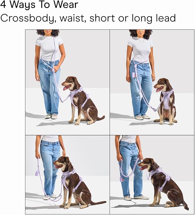 Wild One Hands-Free Adjustable Rope Dog Leash, Standard: 4' to 8.5' Long, .5" Wide, Adjustable for Crossbody, Waist & Handheld, Spruce