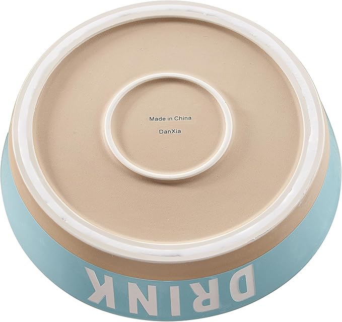 10" Non-Slip Ceramic Dog Bowl, 71 Oz Heavy-Duty Dog Food/Water Dish, Pet Feeding Bowl for Medium-Sized Dogs and Large Breeds, Porcelain Pet Feeder Bowl, Microwave and Dishwasher Safe, Lake Blue