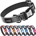 Reflective Dog Collar with QR Code Tag, Personalized Dog Collar, Safety Night Visibility, Anti-Loss Function (Black-02, Large)