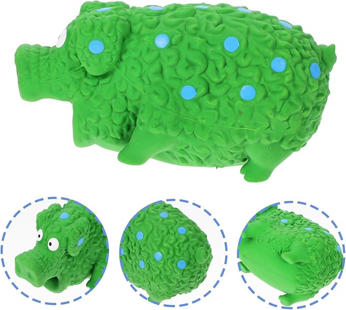 Yardwe Sturdy Latex Squeaky Pig Dog Chew Toy Textured Teething Toy for Small Dogs and Puppies for Molar Play and Chewing