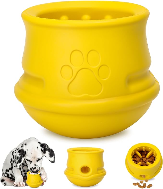 Dog Enrichment Toys, Interactive Puzzle Toys for Dogs-Long-Lasting Nature Rubber & Durable, Dog Toys to Keep Them Busy,Holds Kibble-Treats Frozen Treat Toy for Dog, Lemon,M
