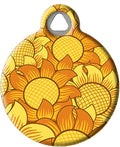 Dog Tag Art Sunflowers Personalized Pet ID Tag for Dogs and Cats, Silent Polymer Coated Stainless Steel Nametag with Customized Identification Information, Small .875" Diameter
