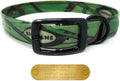 Regal Dog Products Medium Green Camo Hunting Dog Collar with Custom Engraved Name Plate and Heavy Duty Black Hardware | Waterproof Personalized Dog Collars | Other Sizes for Small, Medium & Large