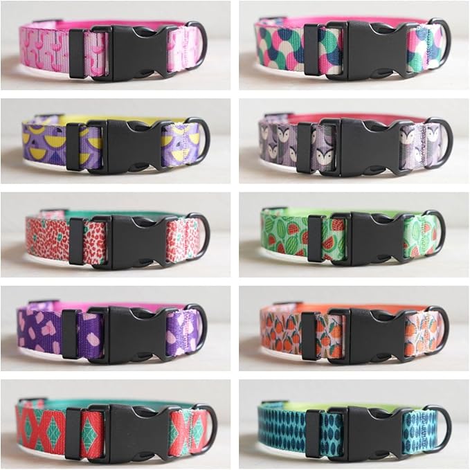 Dog Collars for Small Dogs - Safety Buckle Durable Light-Weight, Girl Boy Dogs Collar for Small Dog Collar with Plaid Patterns Soft Adjustable (Green Plaid, S)