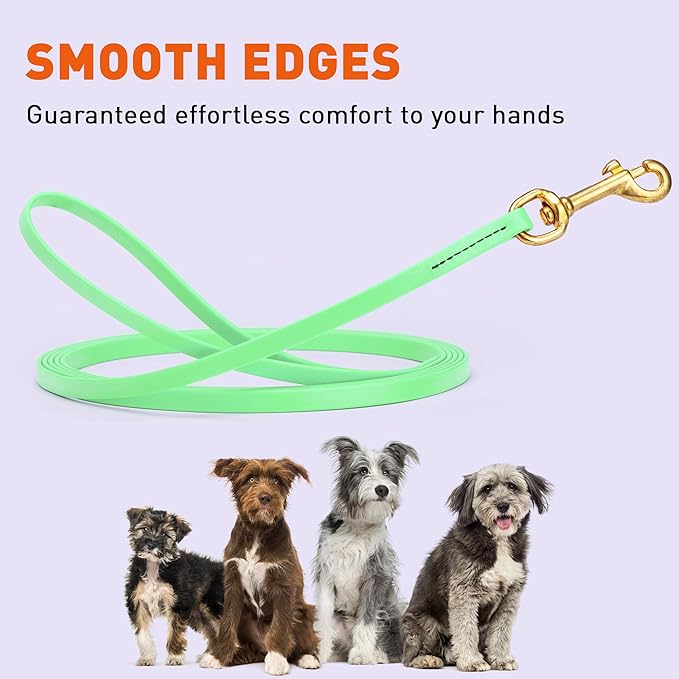 Viper Biothane K9 Working Dog Leash Waterproof Lead for Tracking Training Schutzhund Odor-Proof Long Line with Solid Brass Snap for Puppy Medium and Large Dogs, 20ft Sea Foam Green