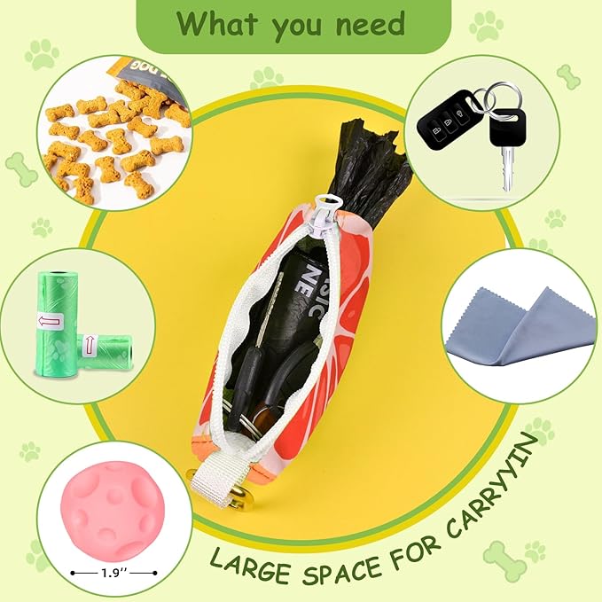 Dog Poop Bag Holder and Carrier - Leash Attachment Poo Bag Dispenser with Stylish Cute Design, Grapefruit Shape,Medium