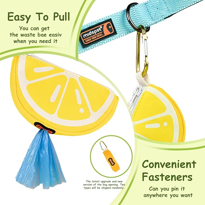 Lemon Shape Dog Poop Bag Holder & Carrier, Trash Bag Organizer for Dog Walking, Adorable Stylish Cute Pet Accessory for Outdoor Pet Activities, Durable Reusable Design, Medium