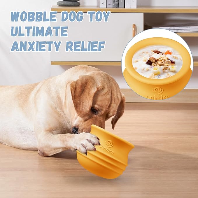 Treat Dispensing Dog Toy, Long-Lasting Interactive Puzzle Toys for Dogs, Stuffable Dog Enrichment Frozen Lick Treat Toy for Boredom, BPA Free Silicone Fetch Catch Chew Toy (Orange,M)