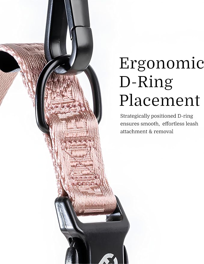 2026 New Edition, Fei & Eve Classic Dog Collar - Quick Release Metal Buckles | Fur-Safe | Premium 210D Nylon | 450LB Escape-Proof | Adjustable Fit | Medium (Blush)