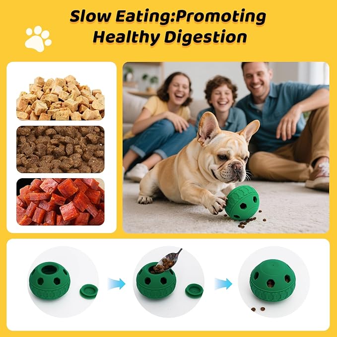 IFOYO Frozen Treat Dog Toy Ball for Small to Medium Dogs, Silicone Enrichment Dog Toys to Keep Them Busy, Reduce Anxiety, Puzzle Treat Dispensing Dog Toys for Slow Food Training, Easy to Clean (Green)