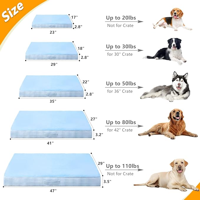 MIHIKK Washable Orthopedic Dog Bed for Large Dogs, L Waterproof Pet Bed with Egg Crate Foam Strong Support, Machine Washable Cover & Anti-Slip Bottom & Durable Zipper 35x22(Blue)
