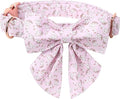 Lionet Paws Design Dogs Collar Cute Pink Sailor Bow Dog Collars for Girl Female Medium Large Dogs with Swan XL