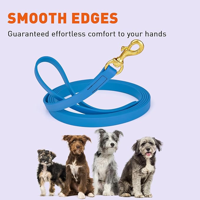 Viper Biothane K9 Working Dog Leash Waterproof Lead for Tracking Training Schutzhund Odor-Proof Long Line with Solid Brass Snap for Puppy Medium and Large Dogs, 33ft Cerulean Blue
