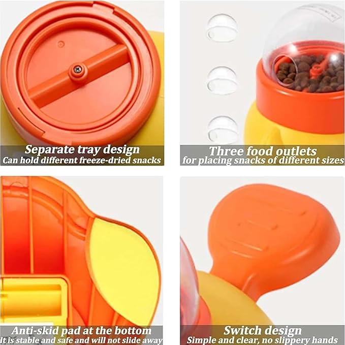 2026 New Dog Interactive Treat Dispenser Toy, Treat Dispensing Dog Toys, Cat Treat Dispenser, Promotes IQ Training and Entertainment Reduces Bloating Anti-Gulping Small Animal Bowls (Yellow+Pink)
