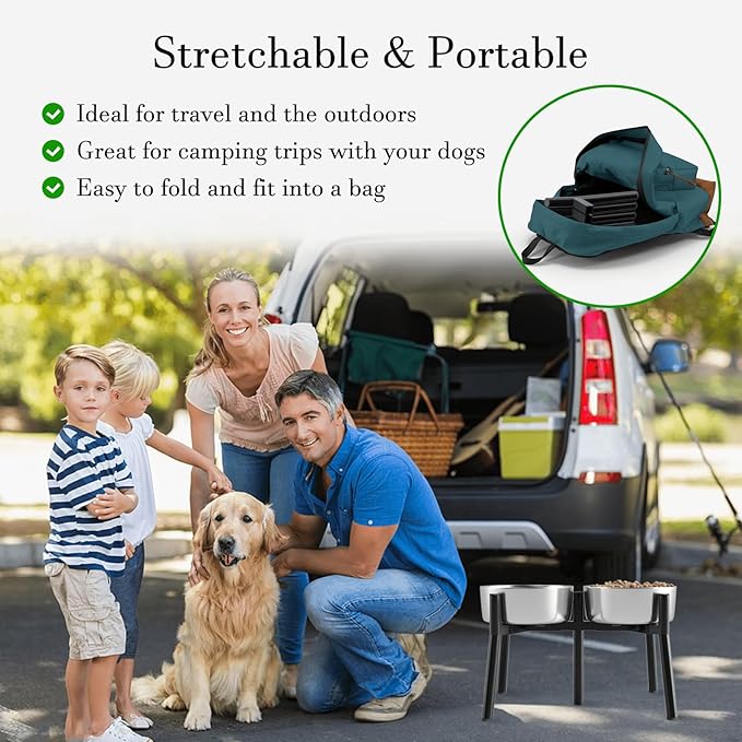 SHAINFUN Adjustable Dog Bowl Stand for Large & Medium Breeds, Raised Dog Food & Water Bowl Holder, Fits 7-10.6" Wide Bowls, 11" Tall, 2-in-1 Design Tall Dog Food Bowl Stand, Bowl Not Included