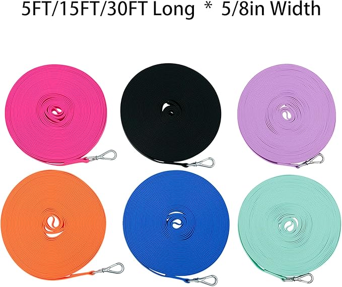 Waterproof Dog Training Leash 50FT 30FT 15FT 10FT 5FT Heavy Duty Recall Long Lead for Large Medium Small Dogs (50FT, Mint Green)