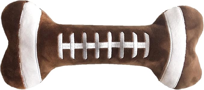 Huxley & Kent Funny Dog Toy w/Squeaker – Power Plush Squeaky Dog Toys for Small, Medium & Large Dogs – Soft Stuffed Animal for Indoor Play & Fetch - Football Bone, Large